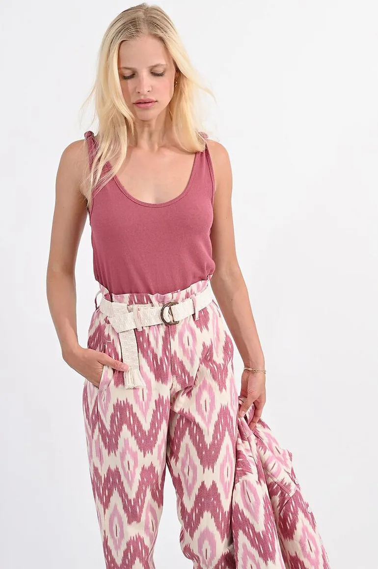 debenhams cigarette trousers Shop Printed Cotton Cigarette Trousers with High Waist Online in Oman