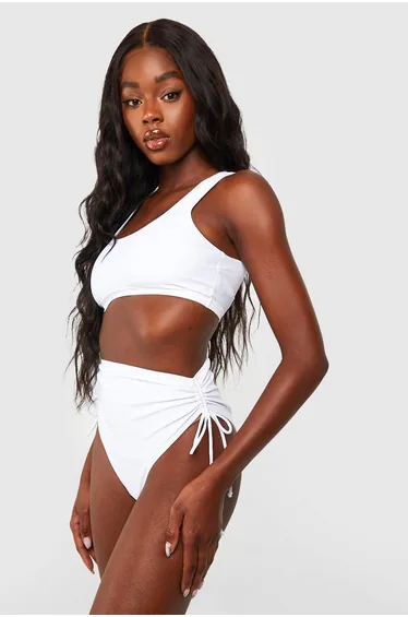 Longline Scoop Bikini Top - white