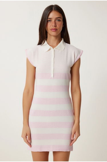 ISTANBUL Striped knit bodycon mini dress