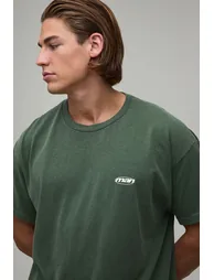 Oversized Overdyed Man Oval Branded T-Shirt - green - 2