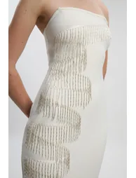 Embellished Fringe Bandeau Figure Form Maxi Dress - 1