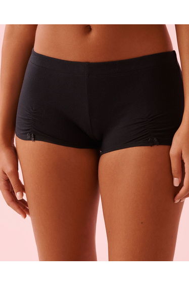 Bow & Ruched Cotton Boyshort Panty
