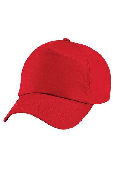 Beechfield Plain Unisex Junior Original 5 Panel Baseball Cap - Classic Red