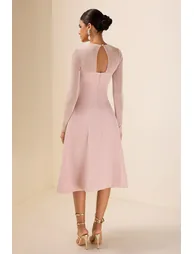 Estelle Rhinestone Midi Dress in Pink - 1