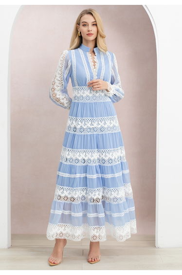Soft Sonata Floral Lace Panelled Maxi Dress for Tea Parties & Beach Vacations