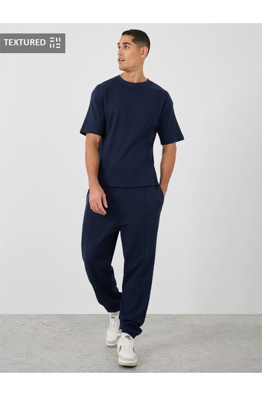 Waffle knitted Oversize T-Shirt with Pintuck Joggers Co-Ords
