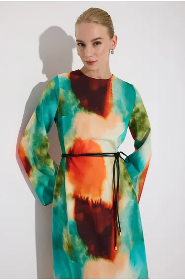 BATİK PATTERN CREPE DRESS