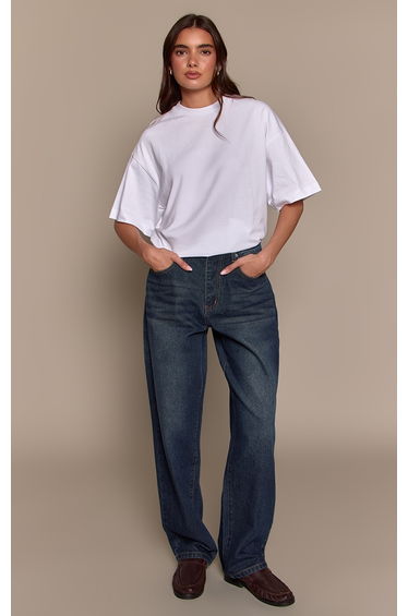 PRETTYLITTLETHING Dark Vintage High Waist Boyfriend Jeans