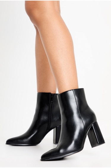 Block Heel Seam Detail Shoe Boots - black