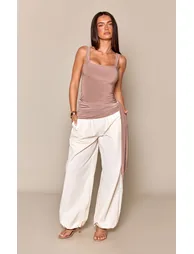 Mushroom Double Layer Slinky Long Drape Vest Top - 1
