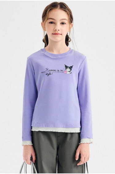 Girls' Layered Hem Top With Print