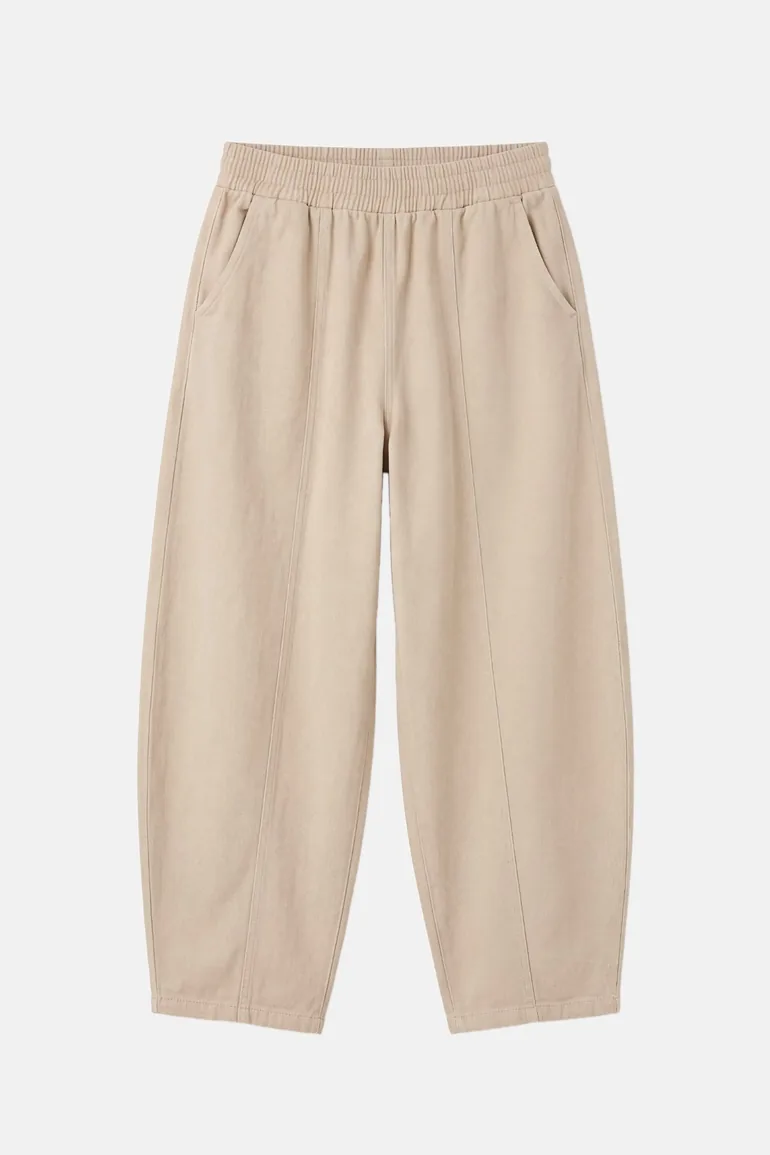 ELASTIC-WAISTED GABAARDINE BELL-BOTTOM PANTS - 5
