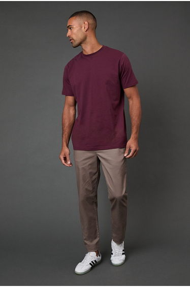 Burgundy Plain Crew Neck T-Shirt