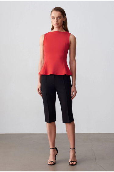 Dilvin Fitted Sleeveless Peplum Blouse