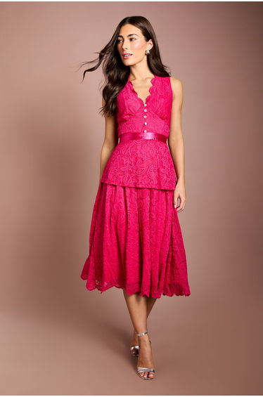 Peplum Detail Lace Dress