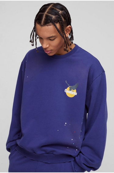 Oversized Boxy Heavyweight Coolkicks Sweatshirt - navy