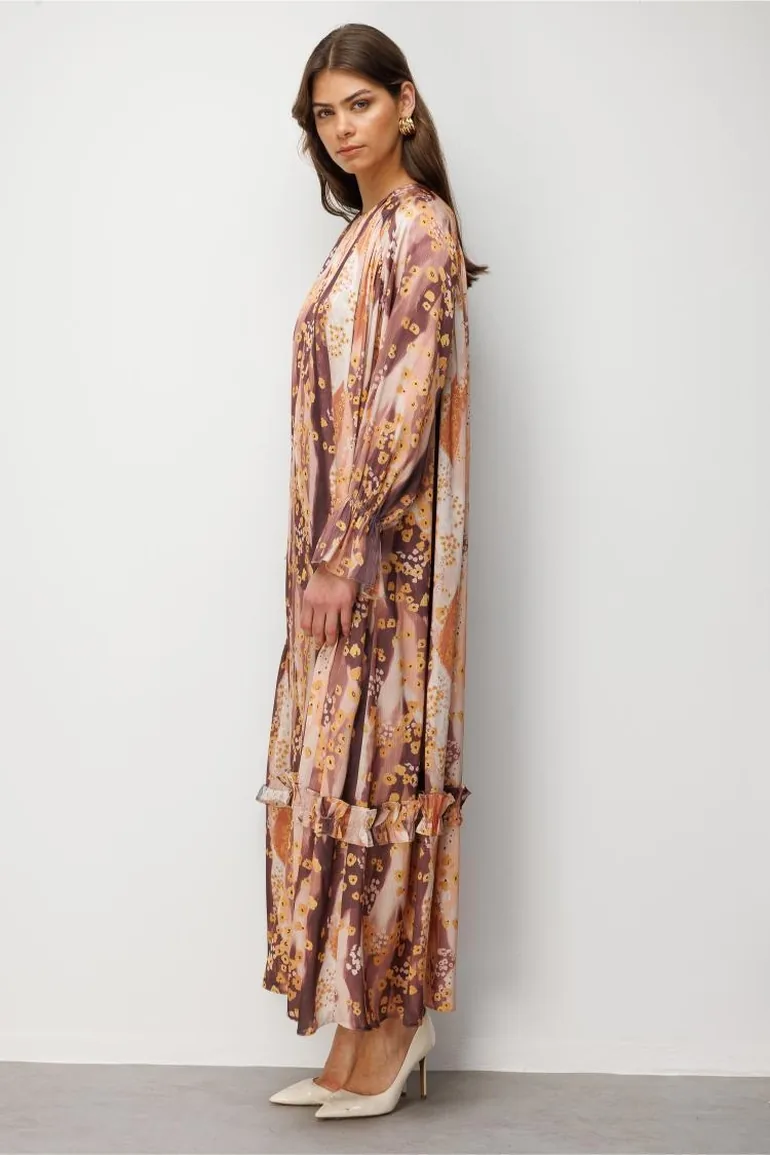 Mizalle Floral Detailed Maxi Dress - 8