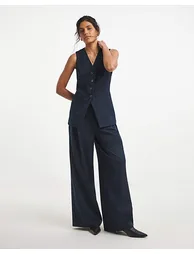 Simply Be Indigo Denim Look Wide Trouser
