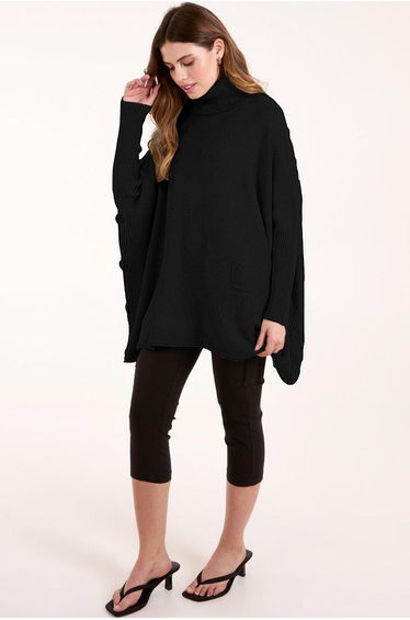 Roll Neck Button Mini Pocket Jumper