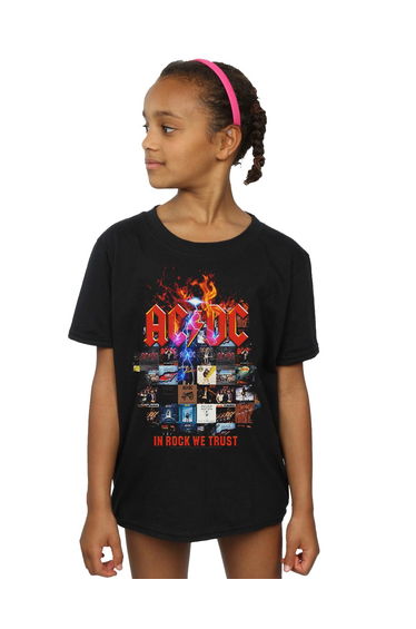 Girls In Rock We Trust Album Cover Cotton T-Shirt - Black