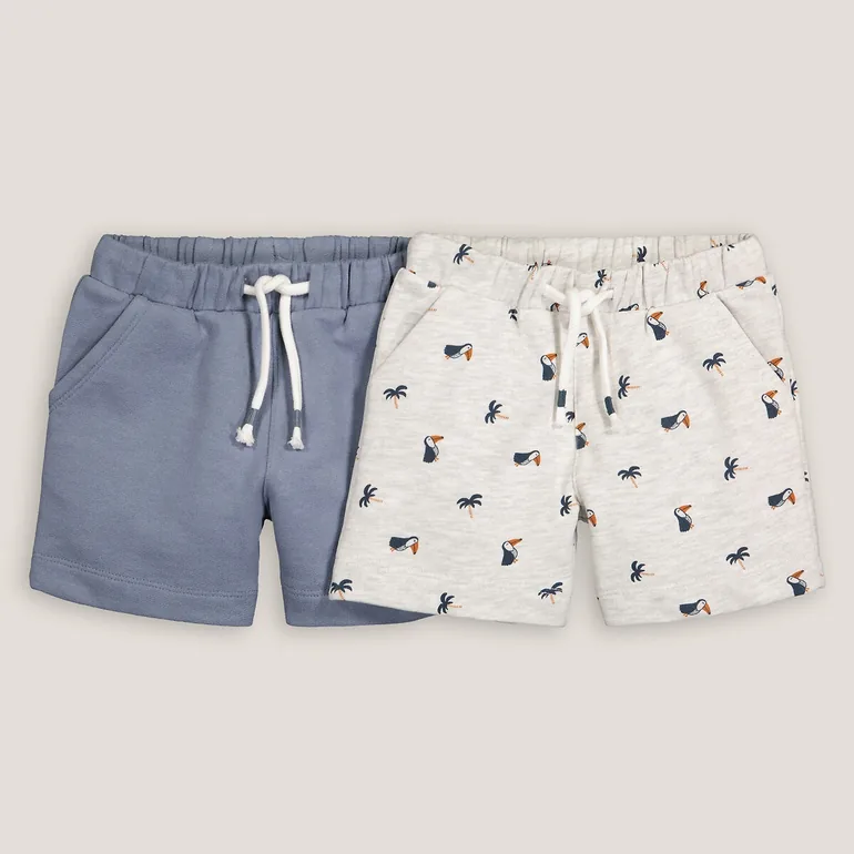 Pack of 2 Fleece Shorts in Cotton
