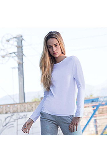 Skinni Fit Womens/Ladies Feel Good Stretch Long Sleeve T-Shirt - White