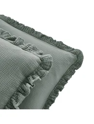 غطاء وسادة قطن موسلين سادة بكشكش - 5