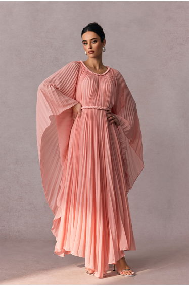 Laura Batwing Sleeve Pleated Maxi Dress