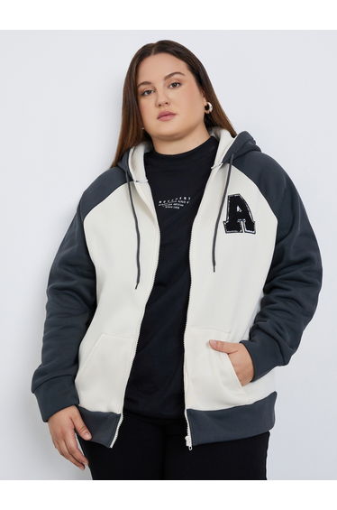 Plus Size Color Block Oversized Hoodie