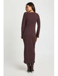 Maternity Slash Neck Midaxi Dress - chocolate - 1
