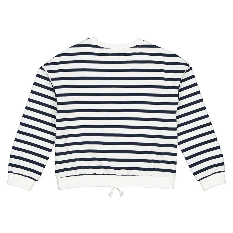 Organic Cotton Mix Sweatshirt in Striped Print with Crew Neck - 3
