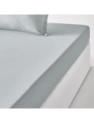 شرشف سرير قطن سادة بحواف مطاطية - 1