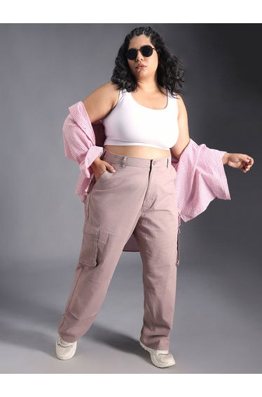 Plus Size High Rise Straight Leg Cargo Pants