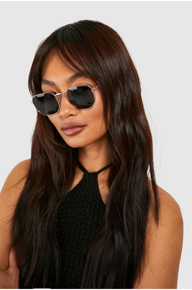 Tinted Metal Frame Round Sunglasses - gold