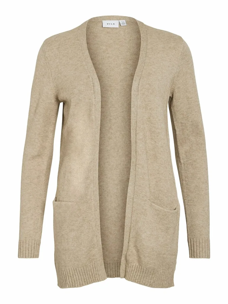 Longline Fine Knit Open Cardigan with Pockets - 10