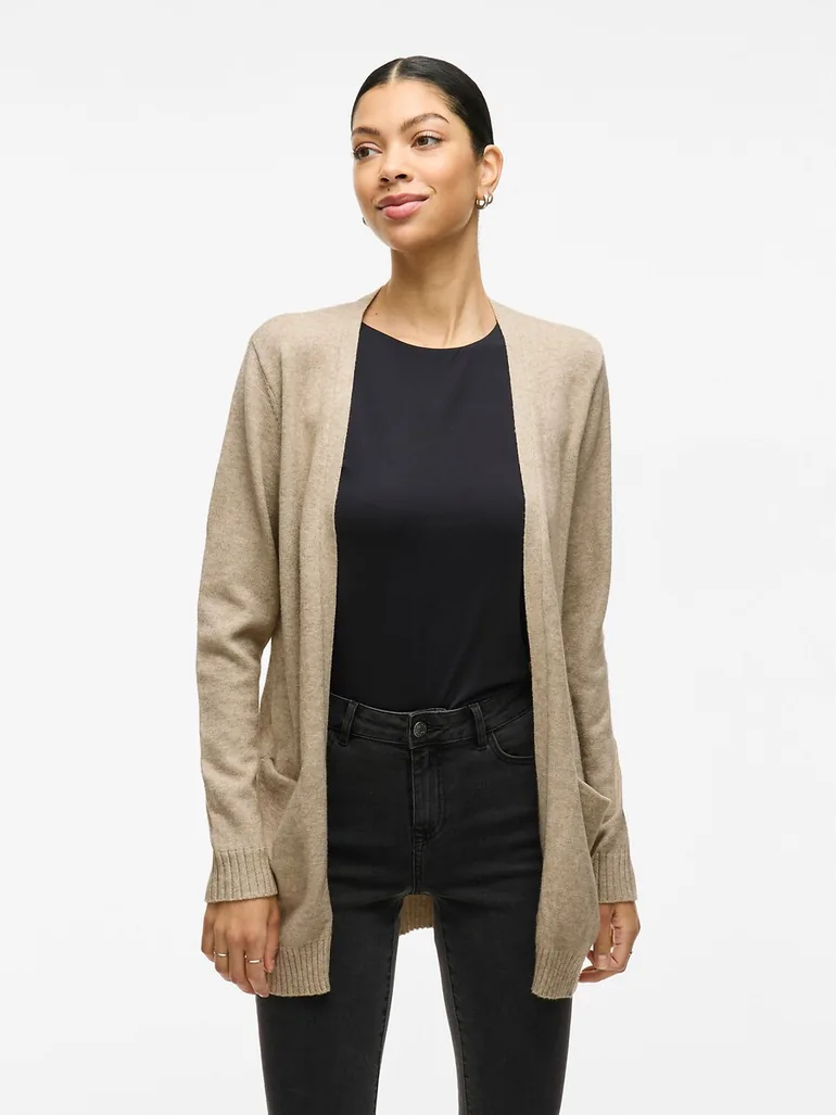 Longline Fine Knit Open Cardigan with Pockets - 6