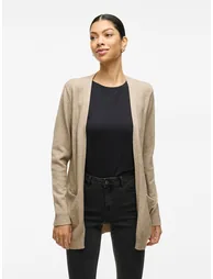 Longline Fine Knit Open Cardigan with Pockets - 6