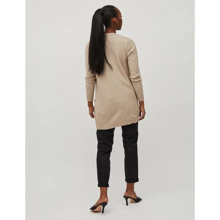 Longline Fine Knit Open Cardigan with Pockets - 5