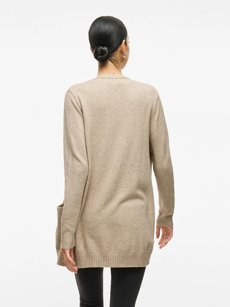 Longline Fine Knit Open Cardigan with Pockets - 7