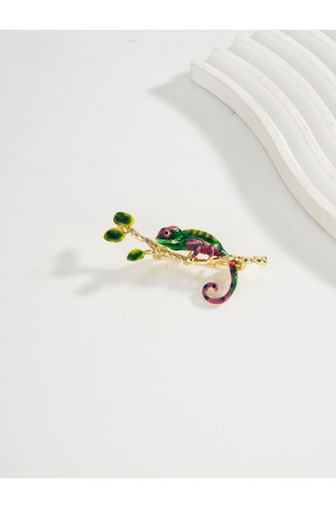 Women Rhinestone Chameleon Brooches