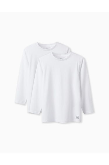 Pack of 2 Long Sleeve T-Shirts for Boys, White