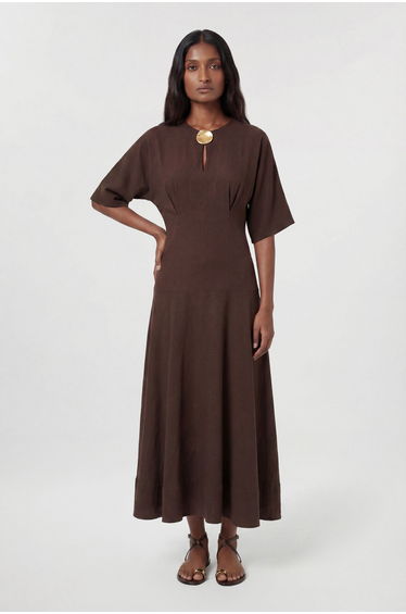 Cupro Touch Drop Waist Midi Dress