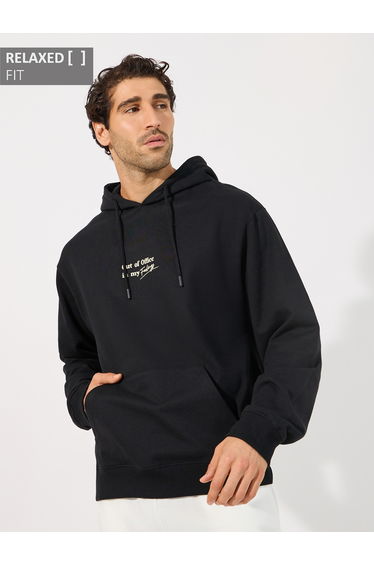 Minimal Chest Print Relaxed Fit Hoodie