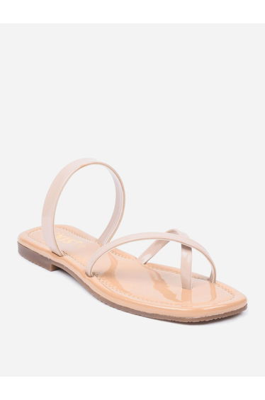 Plain Cross Toe Strappy Flat Sandals