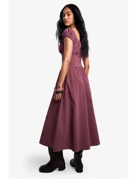 Puff sleeve Milkmaid Midi Dress - mauve - 1