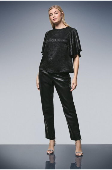 Sleeve Detail Metallic Top