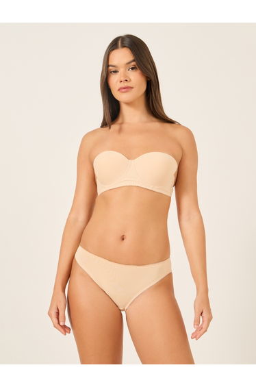Solid Strapless Padded Wired Bandeau Bra