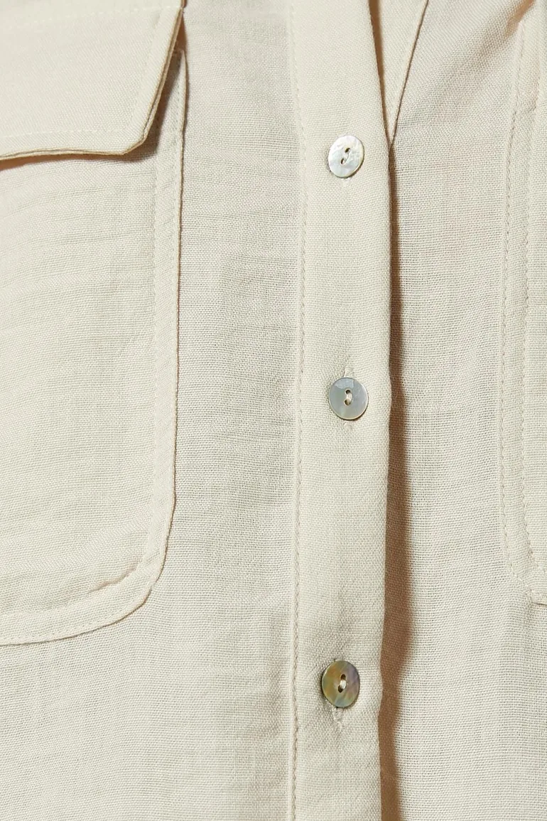 Koton Beige Linen Shirt - 5