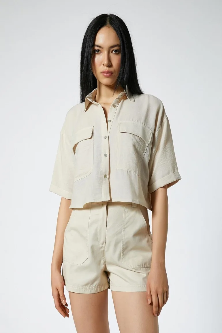 Koton Beige Linen Shirt - 1