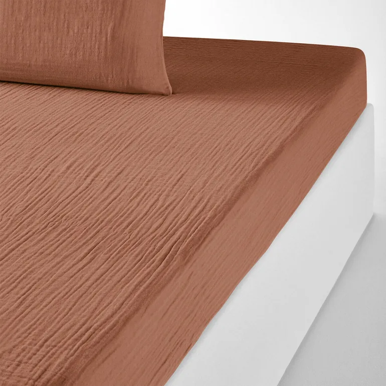 Kumla Plain 100% Cotton Muslin H30cm Fitted Sheet
